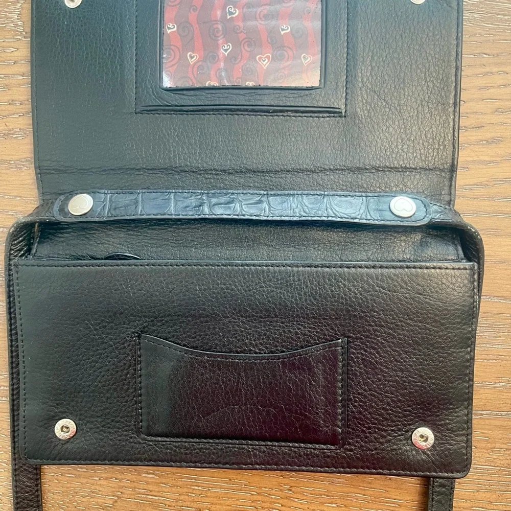 Brighton Black Croc-Embossed Crossbody Bag - Picture 7 of 11